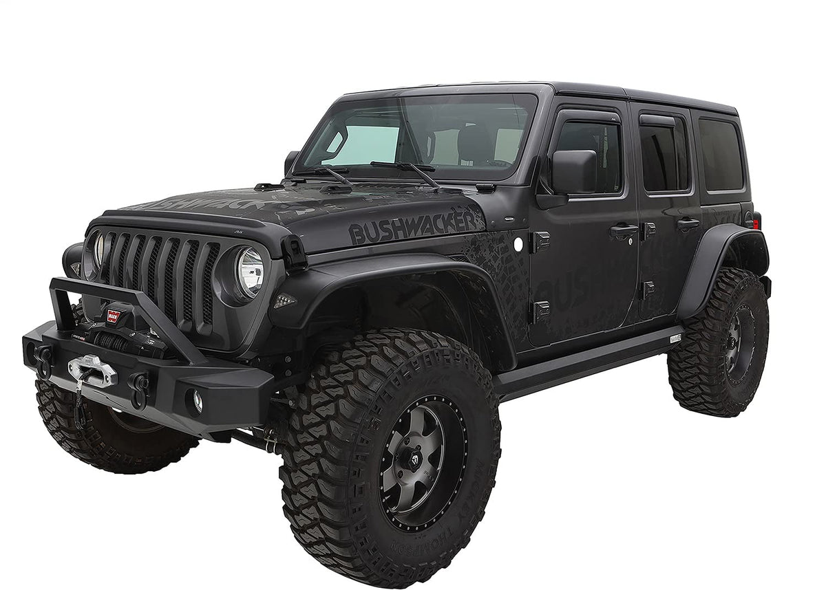 Bushwacker Flat Style Front & Rear Fender Flares for 2018-2025 Jeep Wrangler | 10923-07
