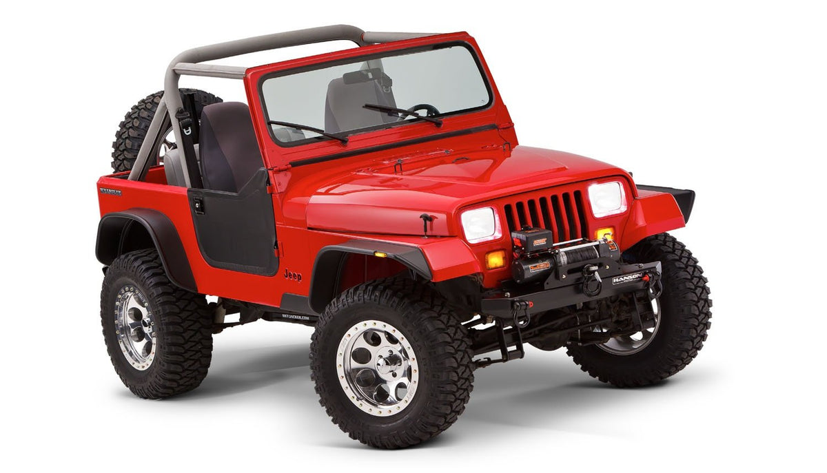 Bushwacker Flat Style Front & Rear Fender Flares for 1987-1995 Jeep Wrangler | 10924-07
